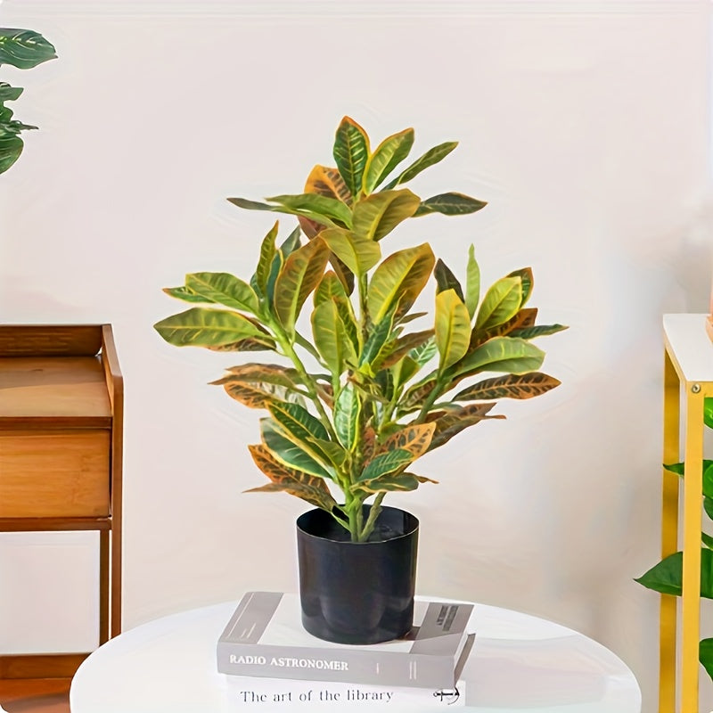 Artificial Croton Plant with Variegated Leaves for Home Decor