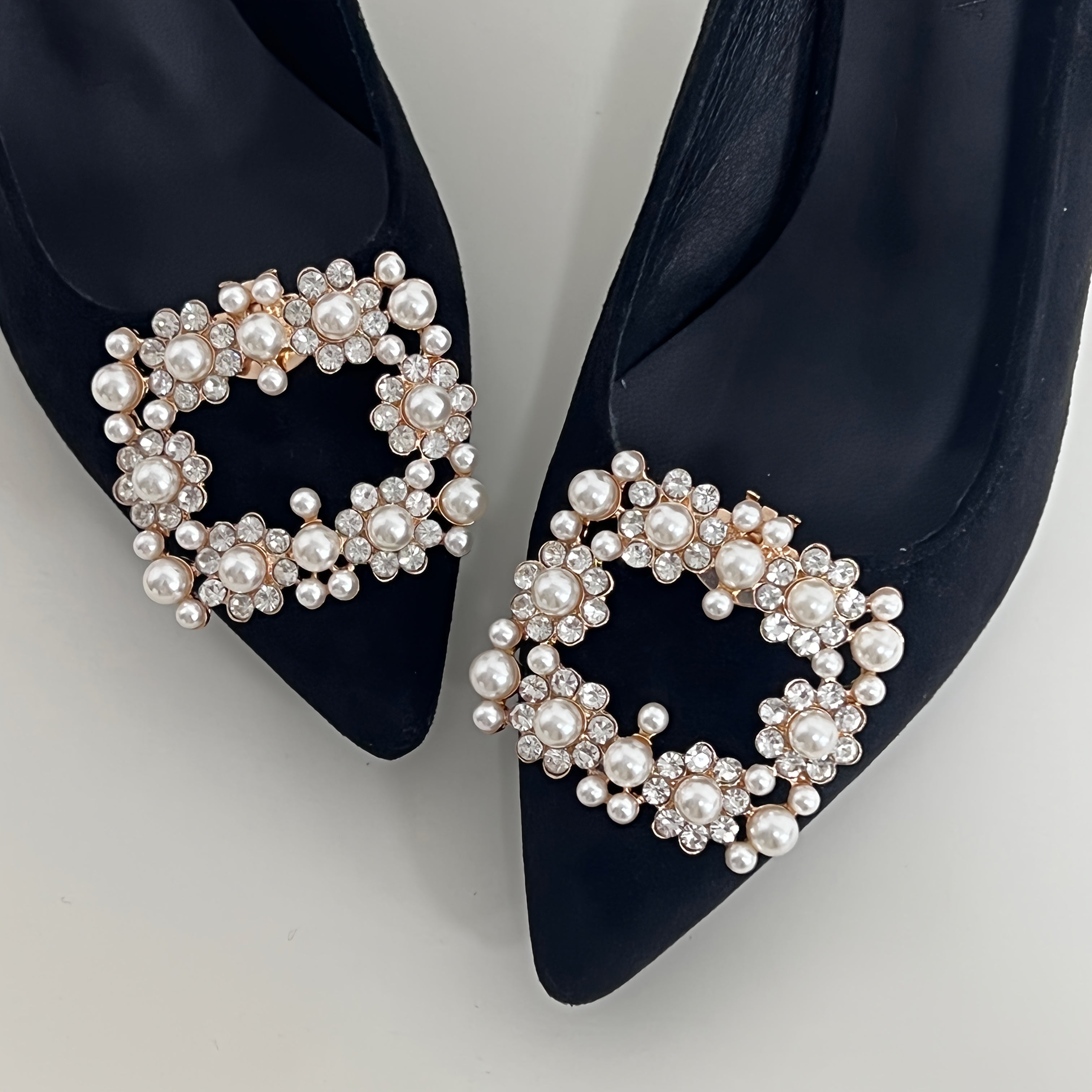 Women's Rhinestone Flower Shoe Buckle Clip Removable Decoration Accessories