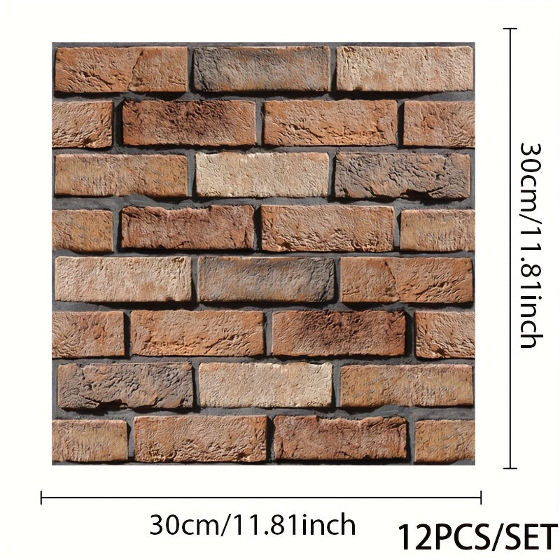 12 o'z-o'zini yopishtiradigan 3D devor paneli plitkalar, yashash xonasi va hammom uchun bezak, yaltiroq, suv o'tkazmaydigan