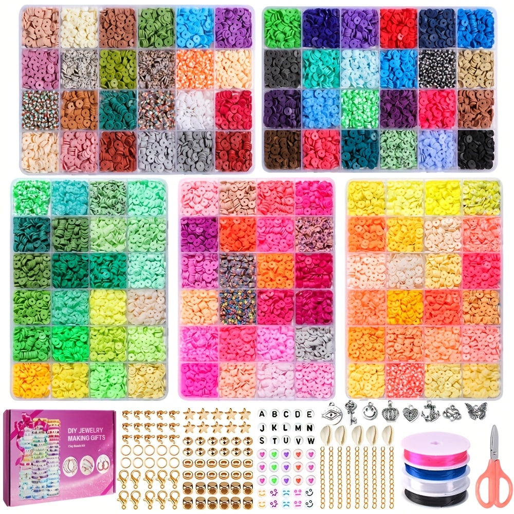 DIY Bracelet Charm Making Kit 120 Colors 12,000 Beads Polymer Clay Jewelry Supplies