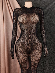 Women’s Leopard Print Bodystocking Sexy Lingerie for Nightwear