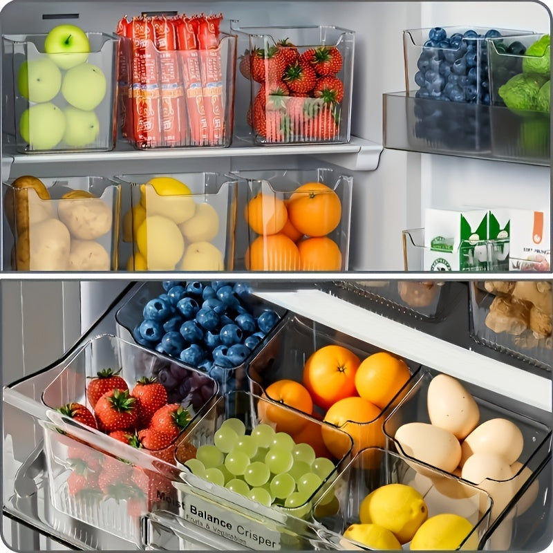 10 Pieces Clear Plastic Refrigerator Organizer Bins Stackable Storage Containers