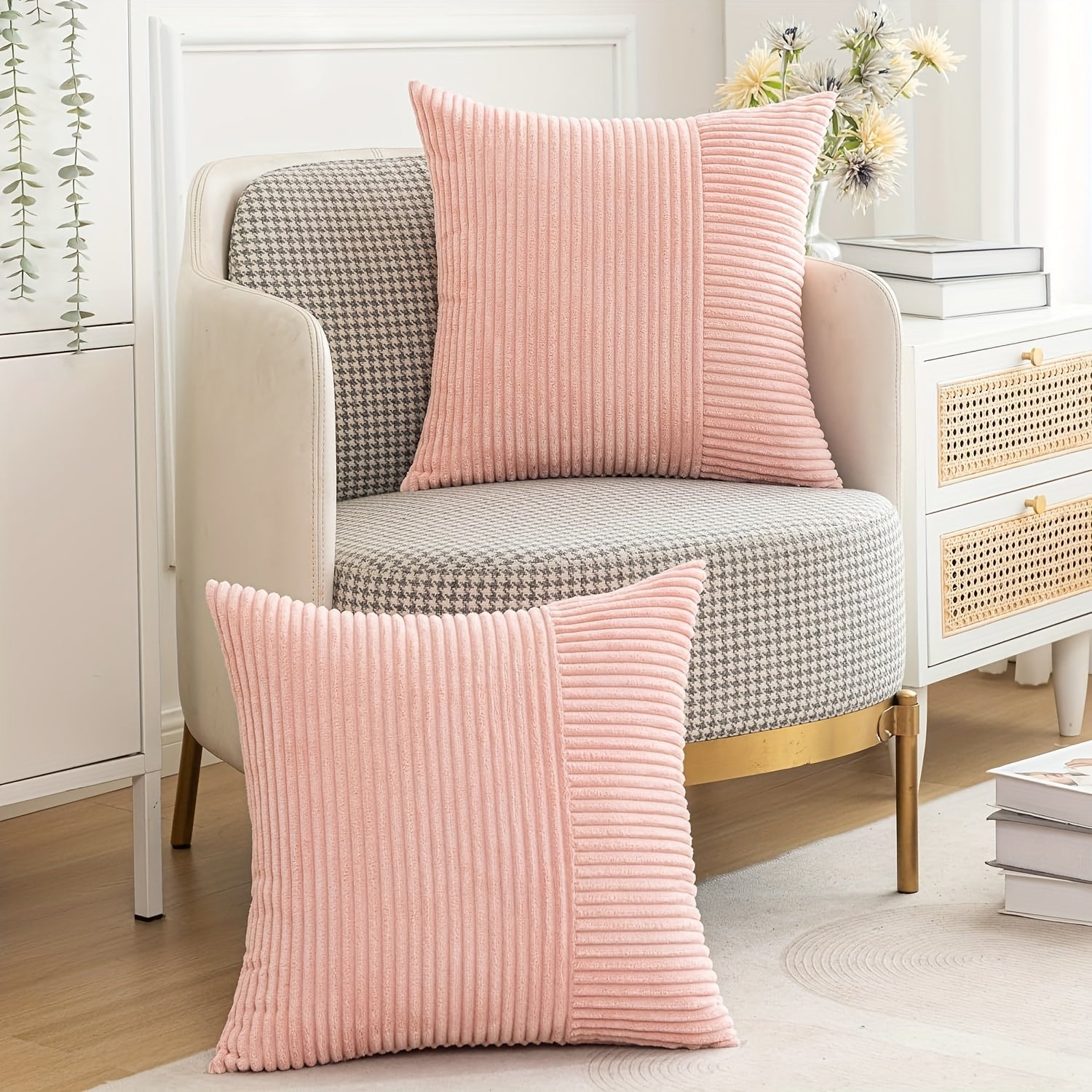 Обратная полосатая наволочка в преппи-стиле, изготовленная из 100% полиэстера с застежкой-молнией, машинная стирка и мягкая для декора дома/офиса - вставка не включена