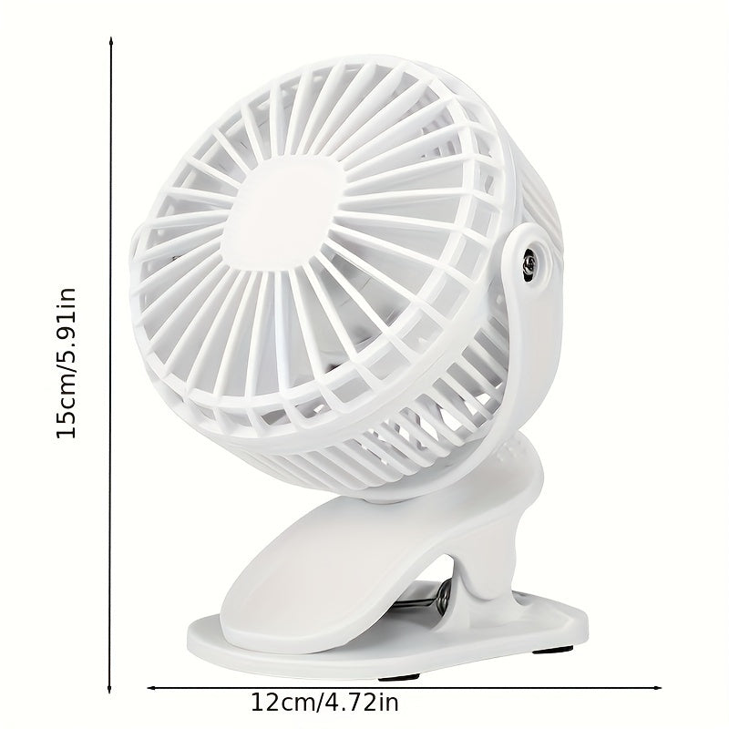 Mini Clip-On Fan Portable USB Rechargeable Quiet Stroller Desk Dorm Outdoor