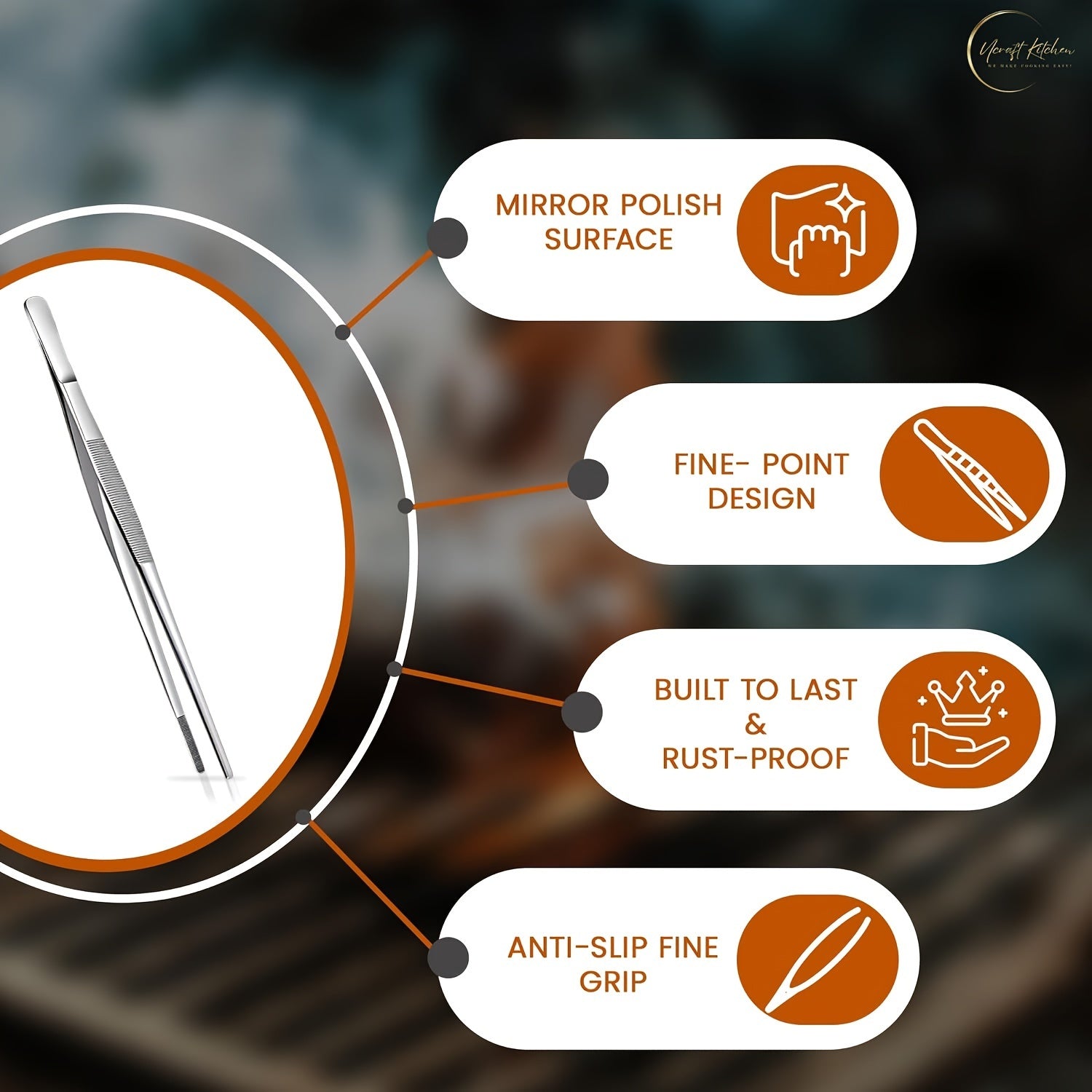 Высококачественные нержавеющие щипцы для гриля и рукоделия, необходимые на кухне.