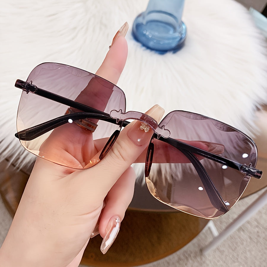 Women's Frameless Fashion Glasses Set for Shopping and Photography