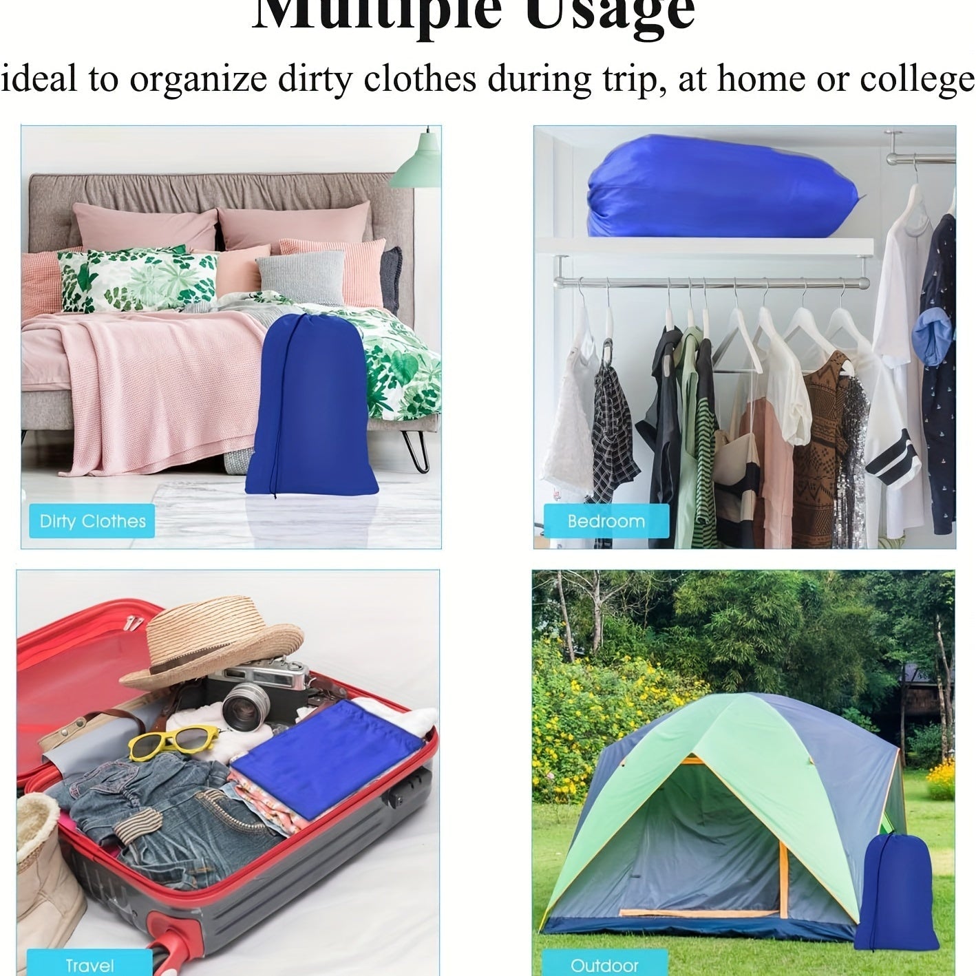 Bolsa de lavandería grande de uso pesado para viajes universitarios, dormitorios y almacenamiento