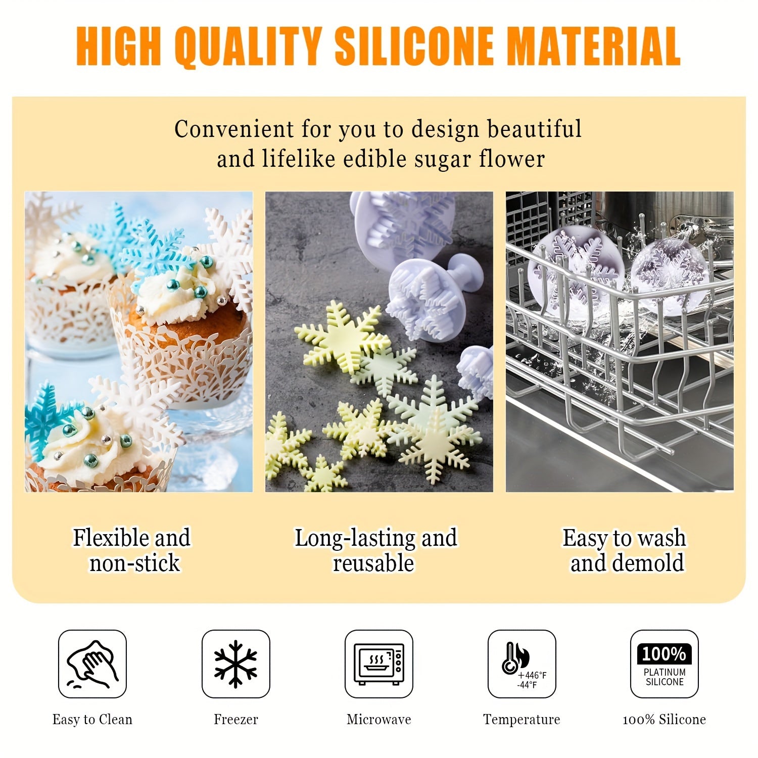 Set of 3 Snowflake Cake Cutters for Holiday Baking Christmas Halloween Easter Hanukkah Thanksgiving