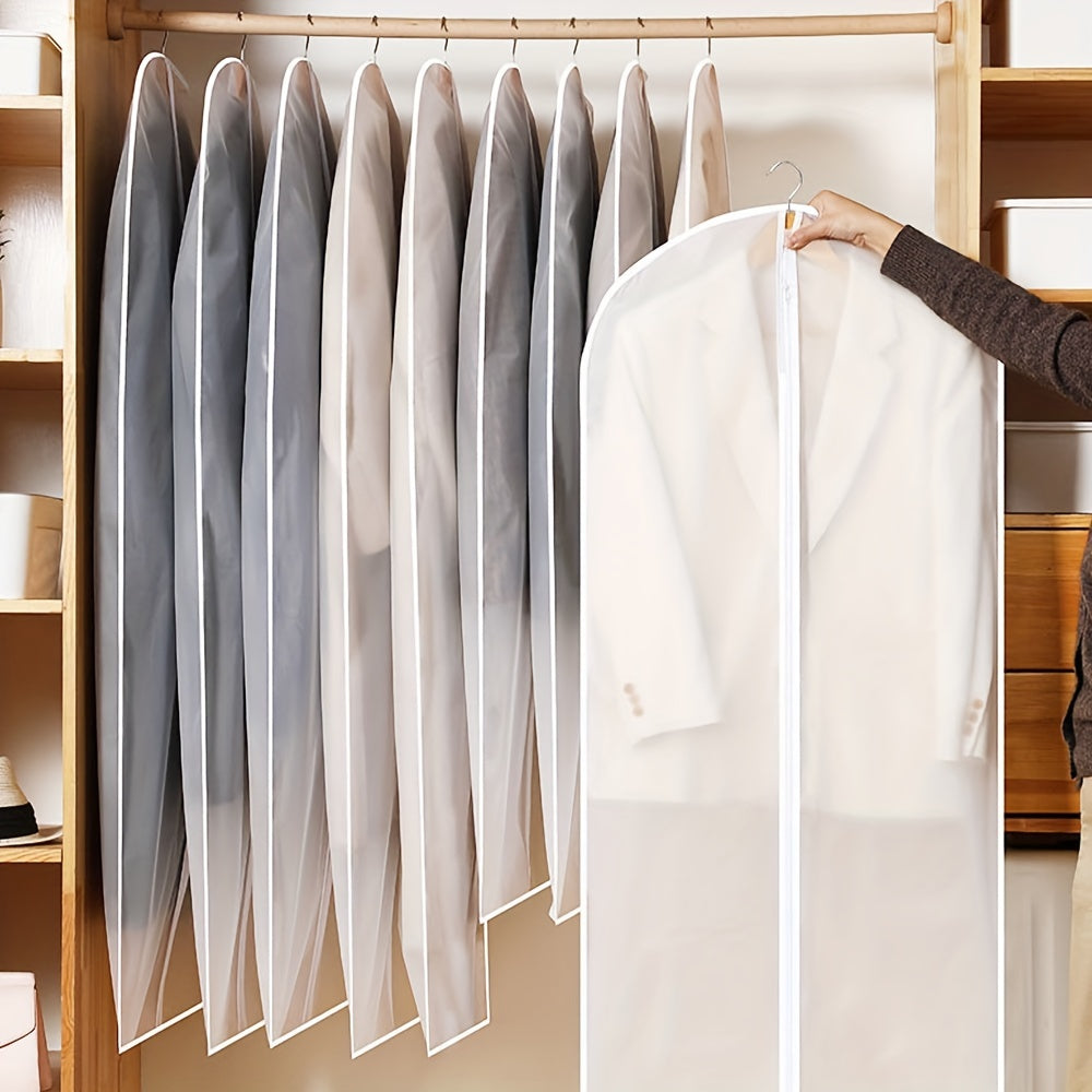 Set of 5 Clear Zipper Garment Covers for Closet Storage Suit Protectors Clothing Bags Dust-Free