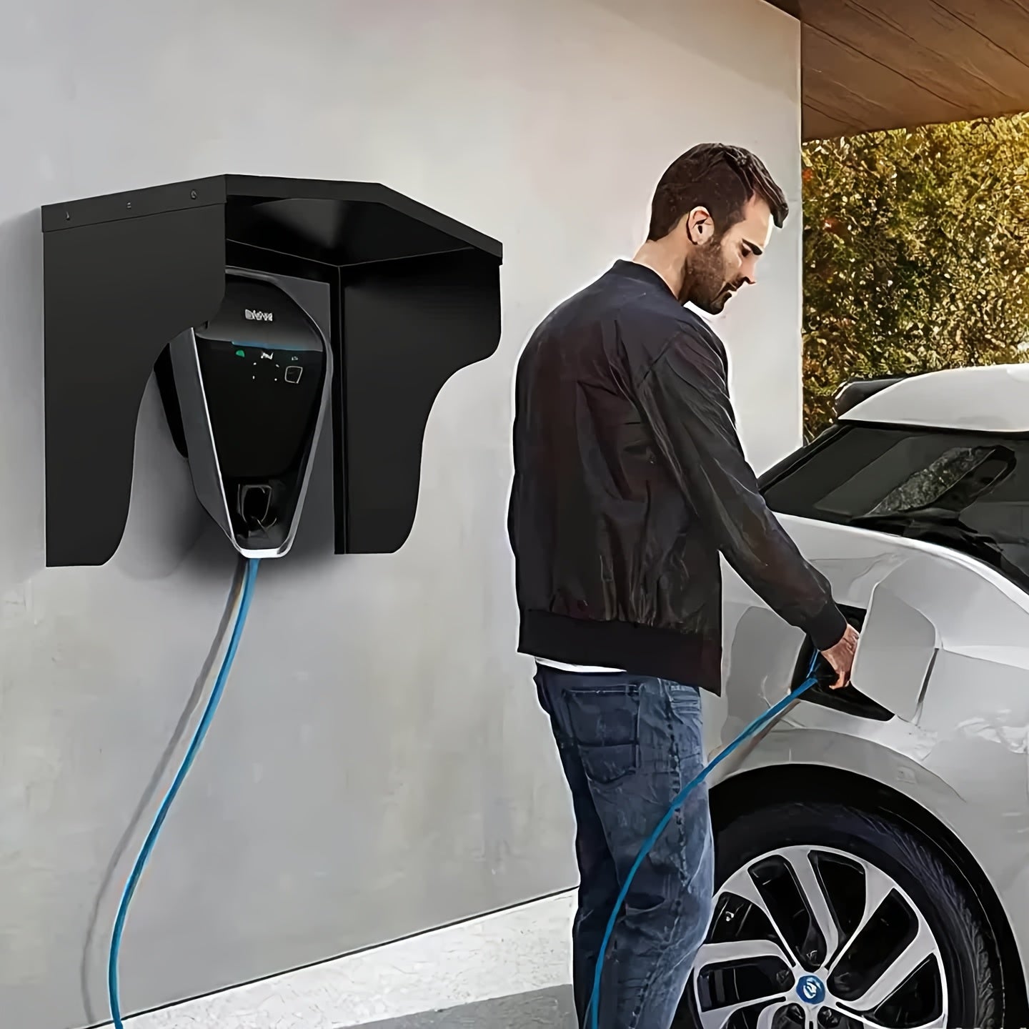 Electric Vehicle Charging Station Cover Stainless Steel Weatherproof Garage Parking