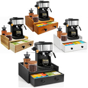Rustic Wood Coffee Station Organizer with Drawer and K Cup Holder