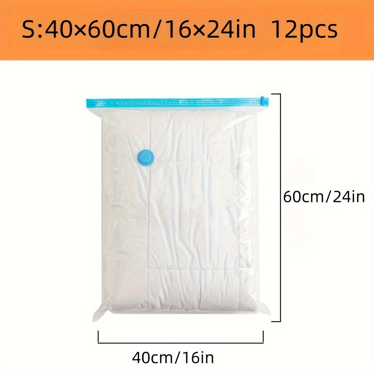 Set of 12 Space-Saving Vacuum Storage Bags for Clothing and Pillows with Plastic Seals