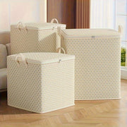 Large Plaid Storage Box with Handles and Double Zippers for Clothing Bedding and Moving