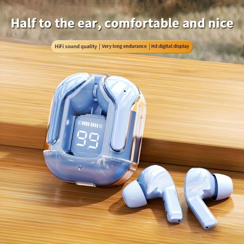 Беспроводные наушники высокой четкости с сенсорным управлением, цифровым дисплеем и перезаряжаемой батареей для игр, спорта и отдыха - пластиковый материал, для взрослых.