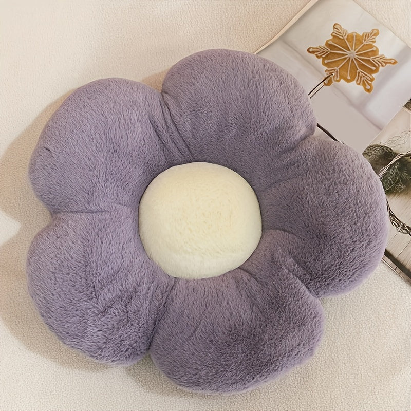 Flower Plush Pillow for Bedroom Sofa Decor with Fruit Embroidery 1 Pc