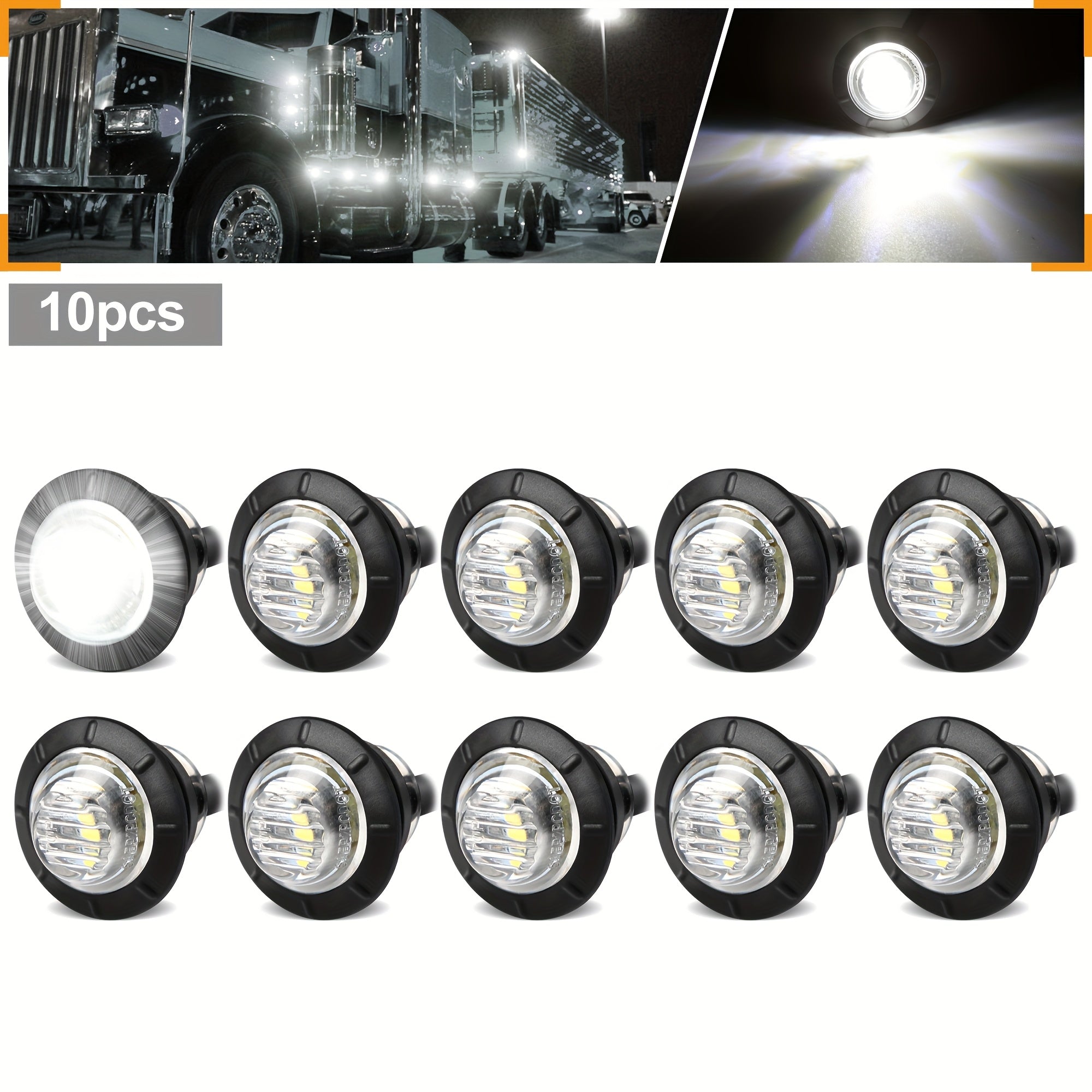 10 Pcs DC 12V Mini Round LED Flush Mount Indicator Lights for Car Boat Caravan