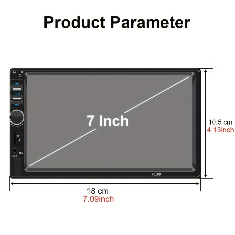 7-Inch Touchscreen Car Multimedia Player with FM Radio USB Aux Wireless MirrorLink Rear View Camera Steering Wheel Control