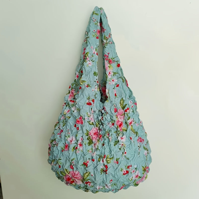 Gul naqshli qayta ishlatiladigan oziq-ovqat to'plami, cho'ziladigan sumka, xarid qilish uchun yelka sumkasi, qisqaradigan saqlash sumkasi, ayollar uchun mukammal sovg'a, xarid qilish va sayohat uchun ideal, ajoyib oshxona tashkilotchisi va aksessuar.