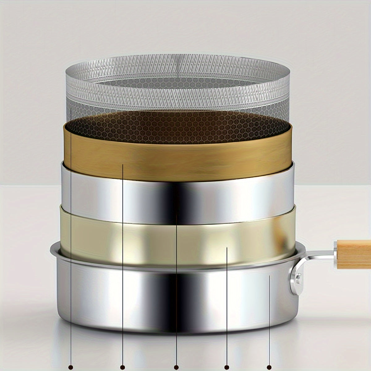 Stainless Steel Sauté Pan Non-Stick Honeycomb Surface Dishwasher Safe Induction Compatible