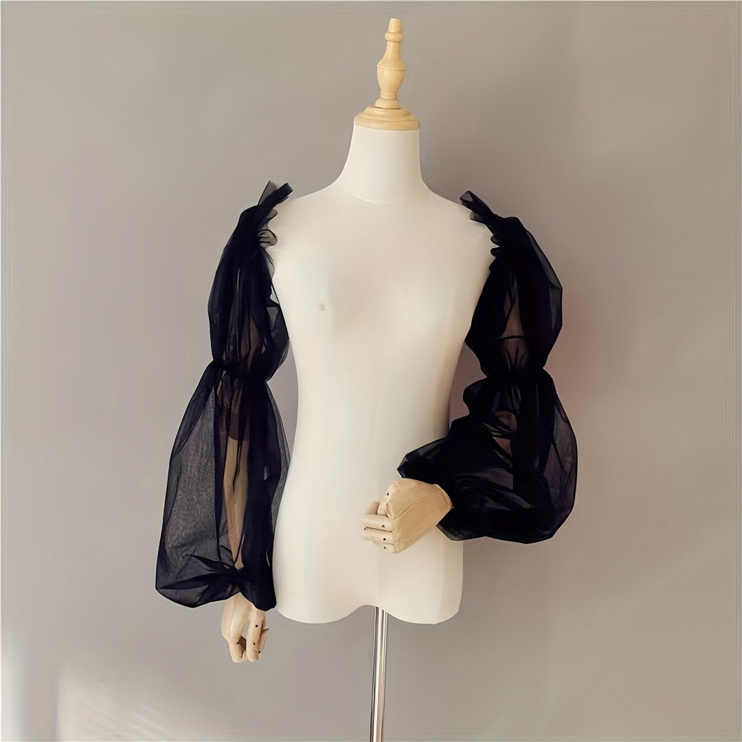 Long Sleeve Bridal Puff Sleeves Elastic Polyester Wedding Accessories for Parties and Photography