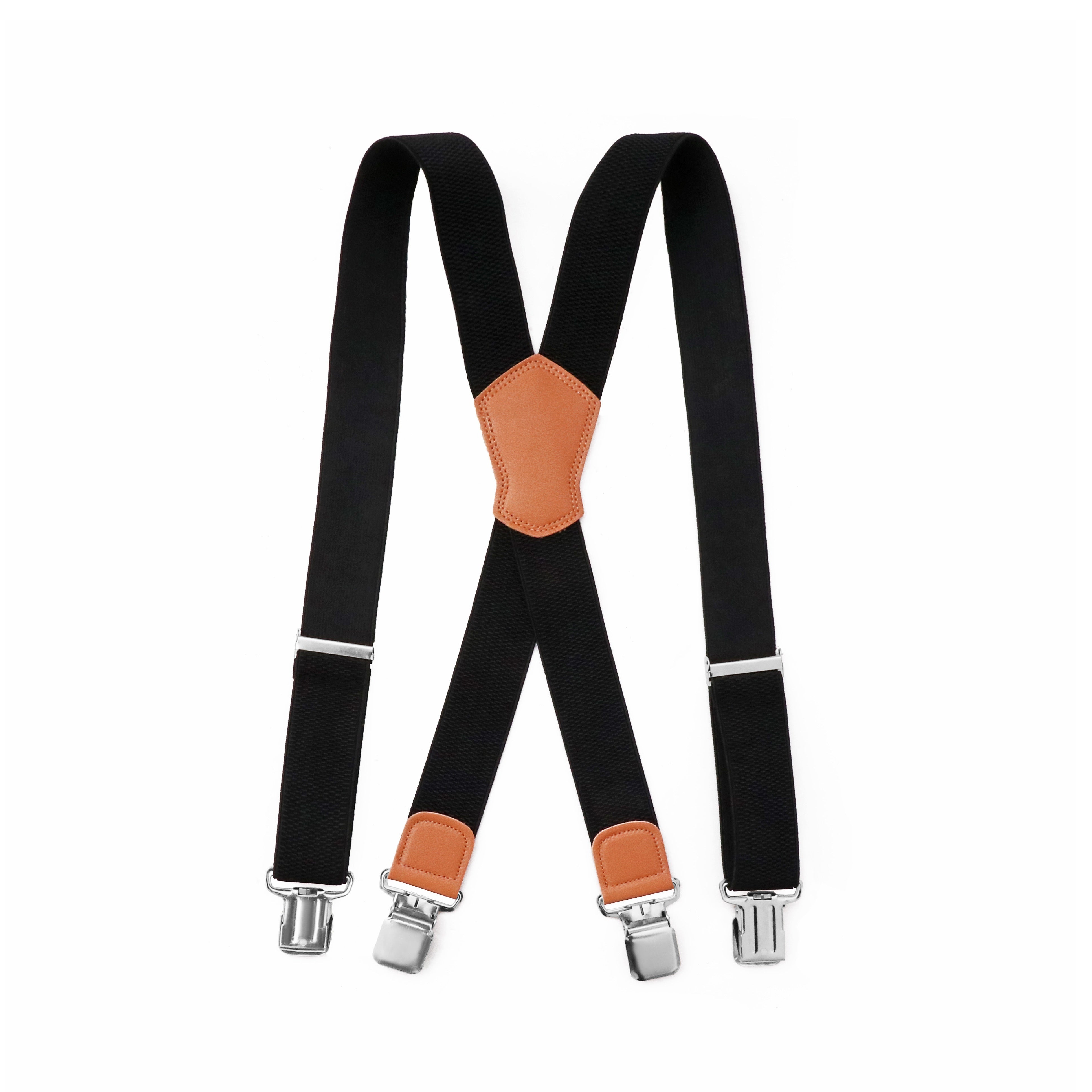 Men's Suspenders Elastic Polyester with Metal Clips Adjustable 1.5 Inch Wide