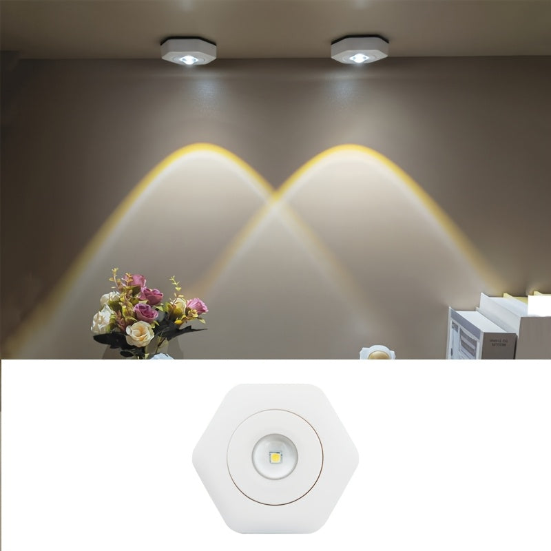 Lámpara de atardecer LED con diseño hexagonal, brillo de dos niveles, alimentada por batería para dormitorio, sala de estar, fotografía
