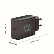 45W Fast Charging GAN USB C Charger with 2m Cable for Samsung Phones Black