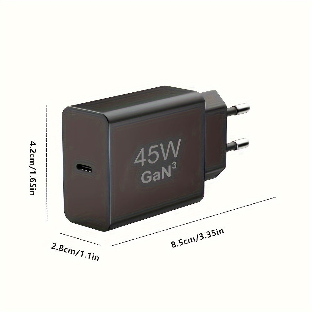 45W Fast Charging GAN USB C Charger with 2m Cable for Samsung Phones Black