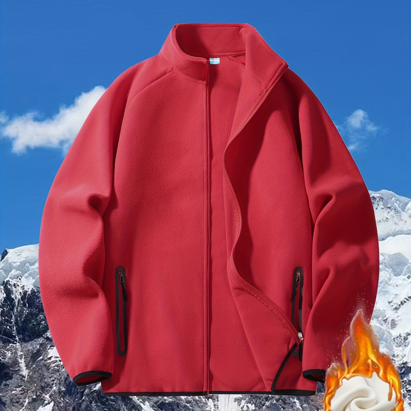 Женская флисовая куртка больших размеров из полиэстера для спорта с воротником-стойкой и карманами