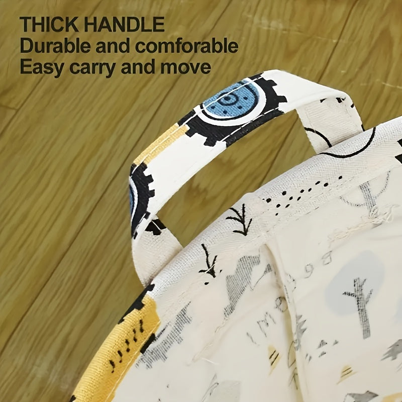 Multfilm printli portativ kir yuvish savati, uyda iflos kiyimlar va o'yinchoqlarni saqlash uchun mukammal.