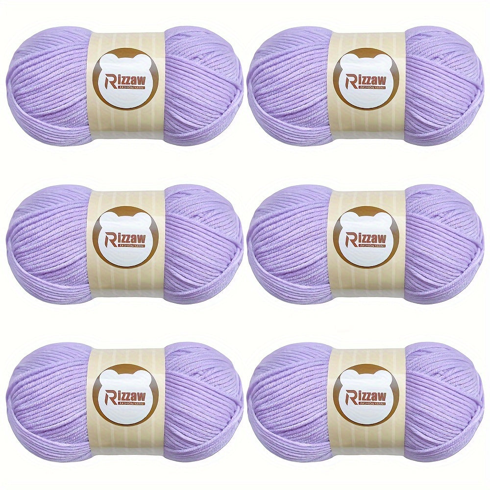 6 Pieces of 50g Soft Acrylic Yarn for Crocheting and Knitting, Assorted Colors