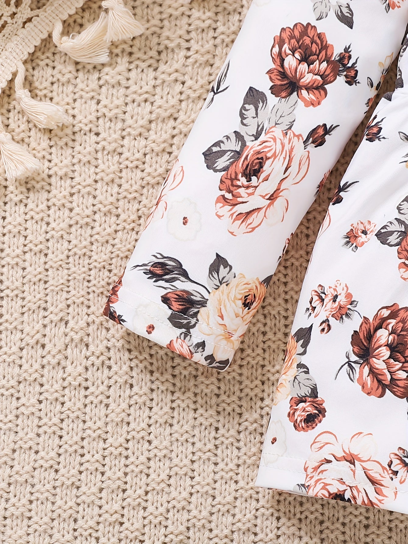 Женский топ с цветочным принтом и рукавами-флапами, комплект с эластичным поясом и бантом для весны и осени