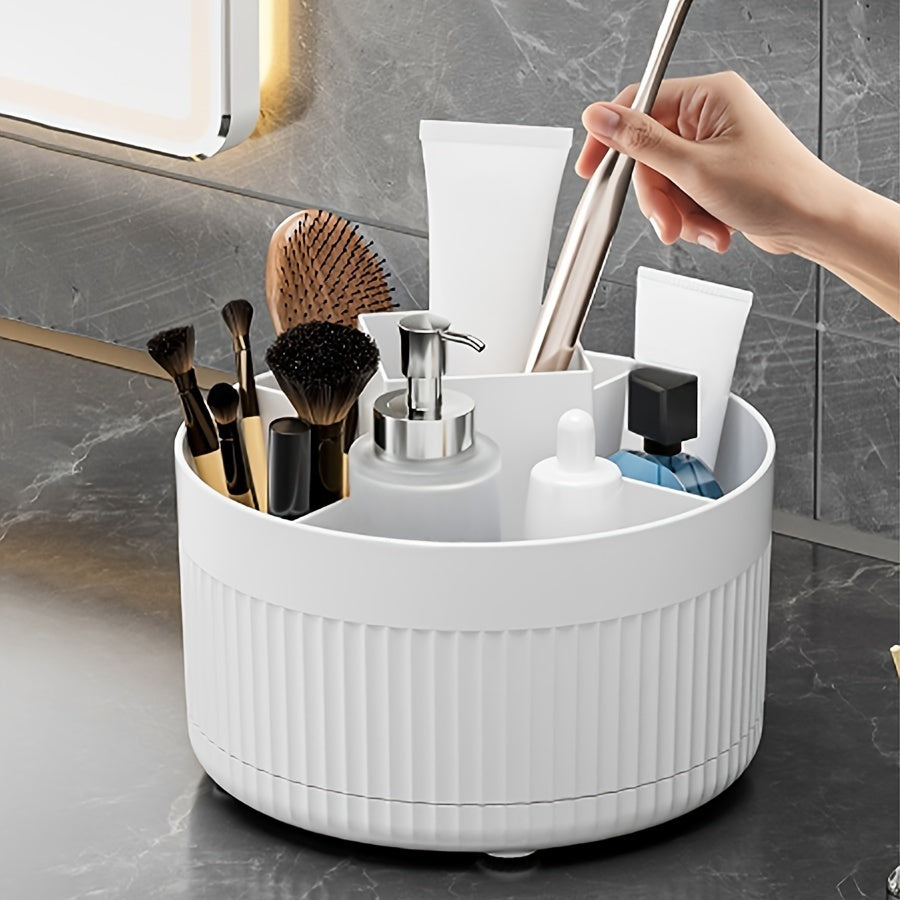 360° Rotating Makeup Organizer for Brushes Pens Accessories White Plastic Vanity Office School