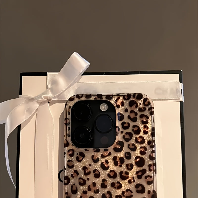 Leopard Print TPU Phone Case for iPhone 12 13 14 15 16 Pro Max Shockproof Durable Stylish
