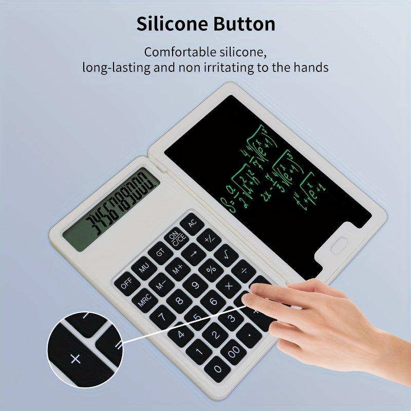 12-Digit LCD Scientific Calculator Foldable Design Stylus Battery-Powered for Students Teachers Engineers