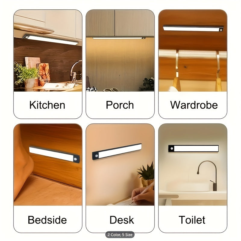 LED Cabinet Light with Infrared Sensor USB Rechargeable Metal Construction