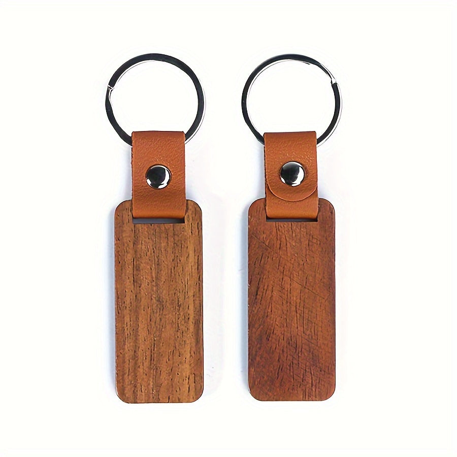 Wooden Keychains Set, Rectangular Tags for Men, 12 or 24 Pieces
