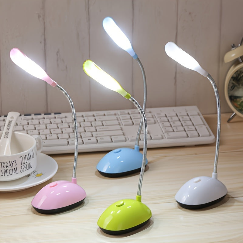 Portable LED Desk Lamp Foldable Eye-Care Mini Table Light Adjustable Angle Battery Operated White
