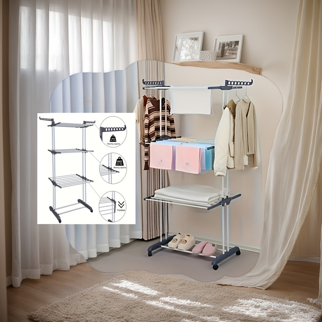 Expandable Foldable Metal Clothes Rack for Indoor Outdoor Space-Saving Laundry Drying