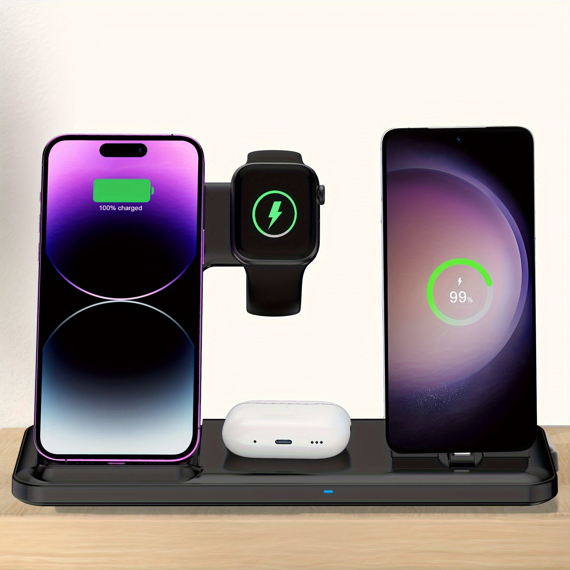 4-in-1 Wireless Charging Station for Samsung Galaxy iPhone iWatch AirPods Fast Charging USB Type-C