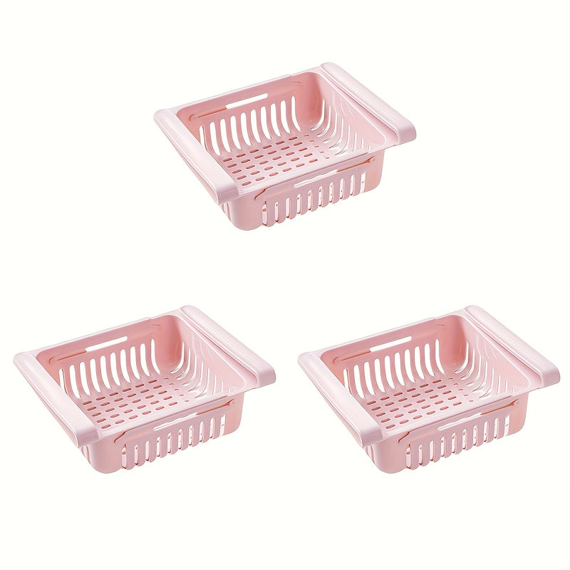 Kitchen Refrigerator Organizer with Drainage Shelf Rack and Storage Basket