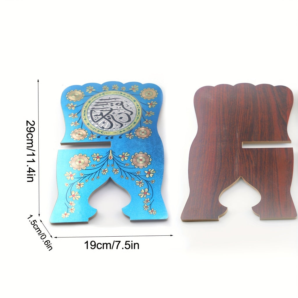 Soporte de libro de oración de madera para Quran y Biblia, altura ajustable, patrón decorativo de mariposas y flores