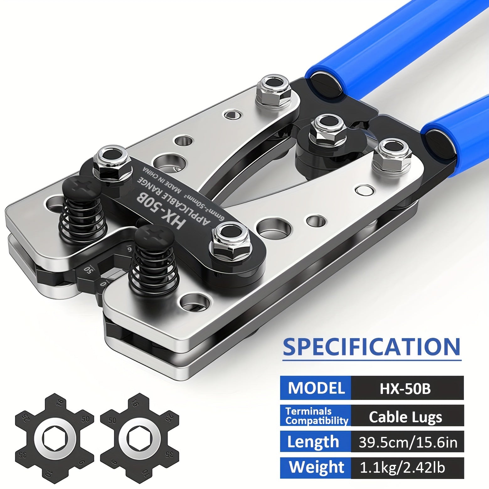 Набор инструментов для обжима кабелей тяжелого типа с сменными губками для соединений медных проводов