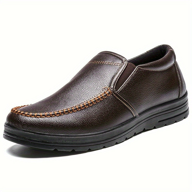 Men's Black Slip-On Loafers Business Casual Dress Shoes All-Season Comfortable Office Formal