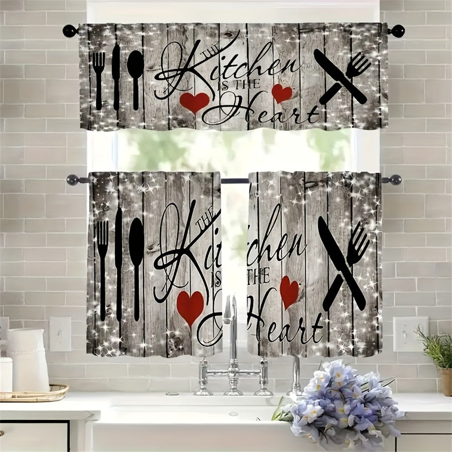 Farmhouse Kitchen Curtains Set with Valance and Tiers for Living Room Bedroom