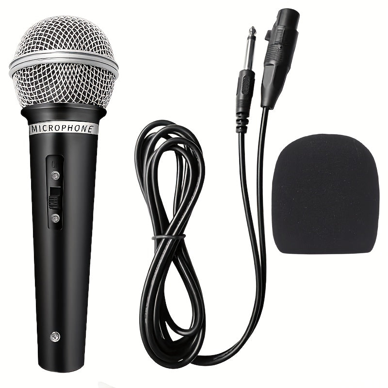Wired Handheld Dynamic Microphone with 6.35mm Jack for Karaoke Speech Streaming Black
