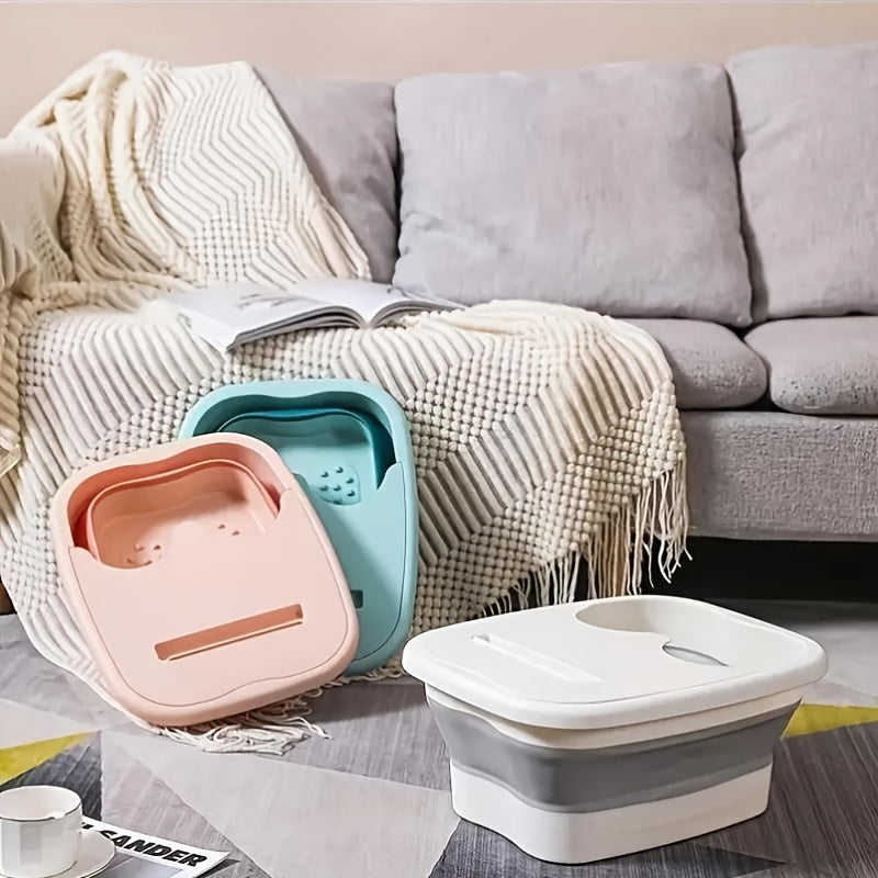 Portable Collapsible Foot Spa Tub with Acupressure Massage PVC for Home Pedicure Relaxation