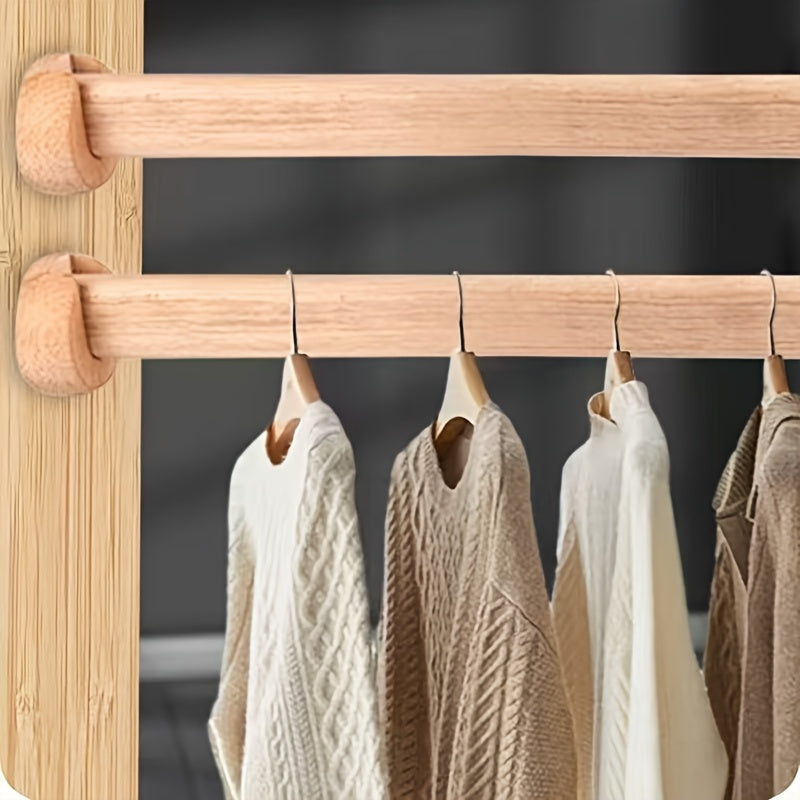 Perchero de madera de nogal macizo acabado natural, duradero, barra para armario para organización del armario