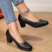 Women's Square Toe Metal Buckle Flat Shoes All Match Fashionable