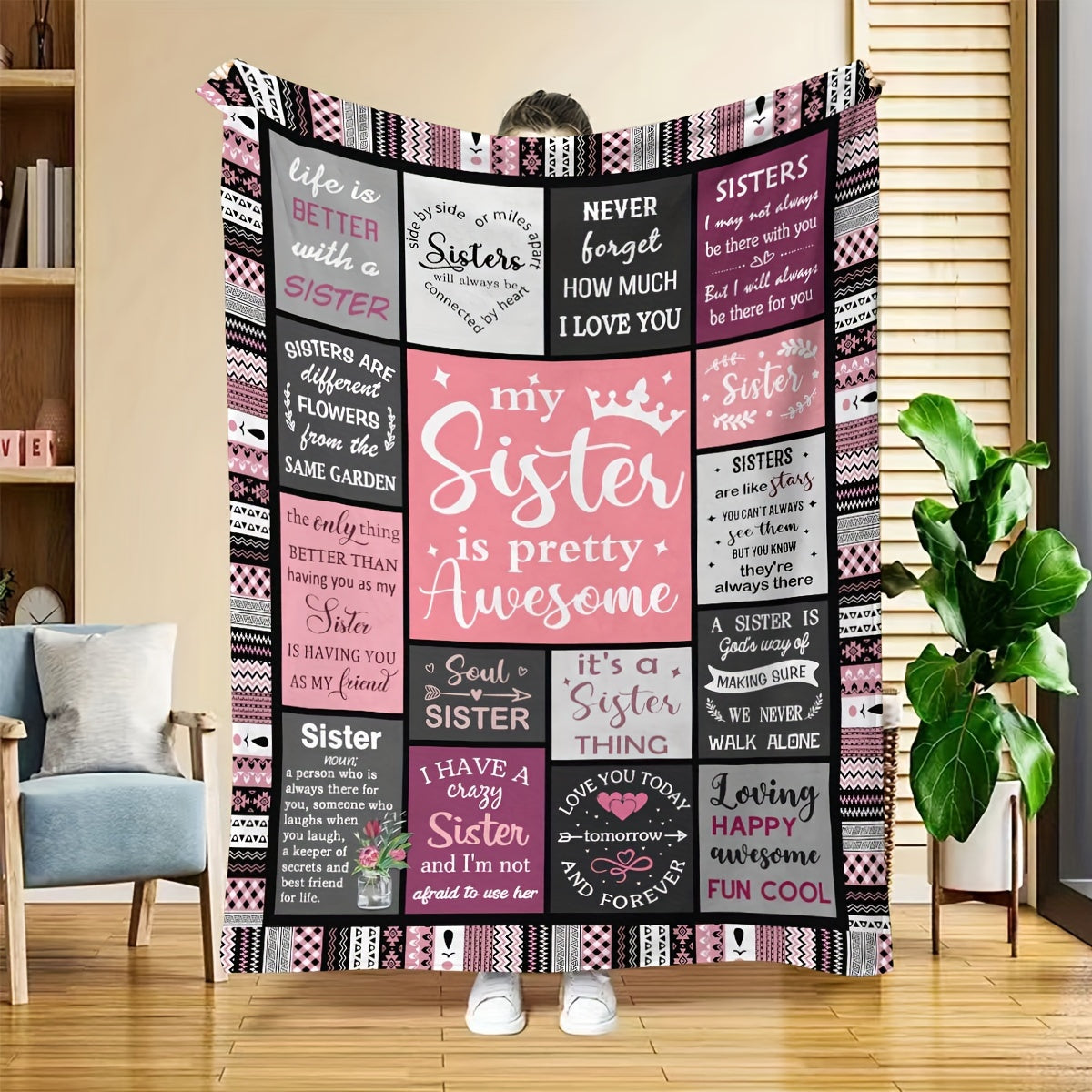 Personalized Sister Gift Blanket for Women Christmas Birthday
